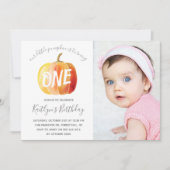 Little Pumpkin 1st Birthday Photo 招待状 (正面)