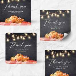 Little Pumpkin Autumn Picnic Baby Shower スクエアシール