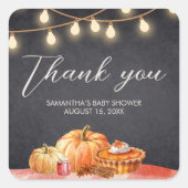 Little Pumpkin Autumn Picnic Baby Shower スクエアシール (正面)