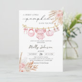 Little Pumpkin Baby Clothesline Fall Baby Shower 招待状 (スタンド正面)