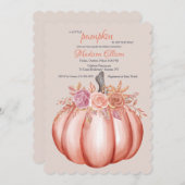 Little Pumpkin Baby Girl Shower 招待状 (正面/裏面)