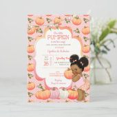 Little Pumpkin Baby Girl Shower Dark Tone Puffs In 招待状 (スタンド正面)