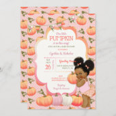 Little Pumpkin Baby Girl Shower Dark Tone Puffs In 招待状 (正面/裏面)