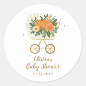 Little Pumpkin Baby Shower ラウンドシール (正面)