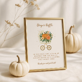 Little Pumpkin Baby Shower 8x10 Diaper Raffle Sign ポスター