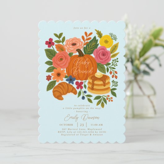 Little Pumpkin Baby Shower Brunch Invitation 招待状 (スタンド正面)