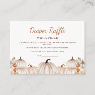 Little Pumpkin Baby Shower Diaper Raffle Ticket エンクロージャーカード
