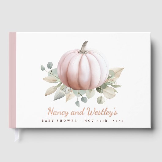 Little Pumpkin Baby Shower Guest Book – Blush Fall ゲストブック (正面)