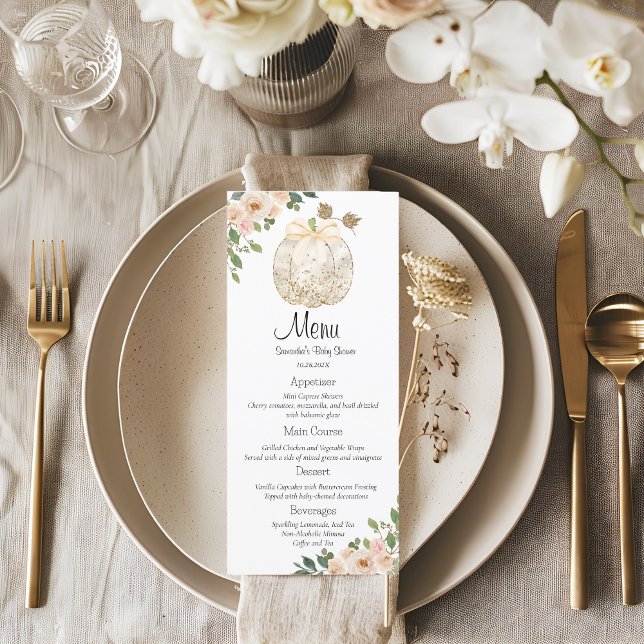 Little Pumpkin Baby Shower Menu Card (クリエイターアップロード済み)