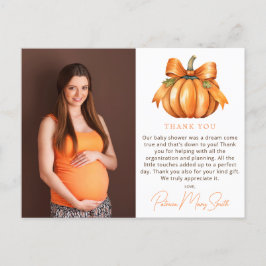 Little Pumpkin Baby Shower Photo Thank You ポストカード