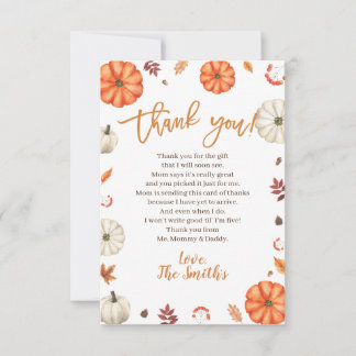 Little Pumpkin Baby Shower Thank You Cards サンキューカード