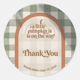 Little Pumpkin Baby Shower Thank You Favor Sticker ラウンドシール