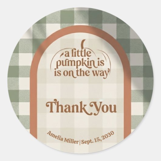 Little Pumpkin Baby Shower Thank You Favor Sticker ラウンドシール (正面)
