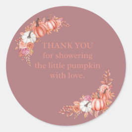 Little Pumpkin Baby Shower Thank You Sticker ラウンドシール