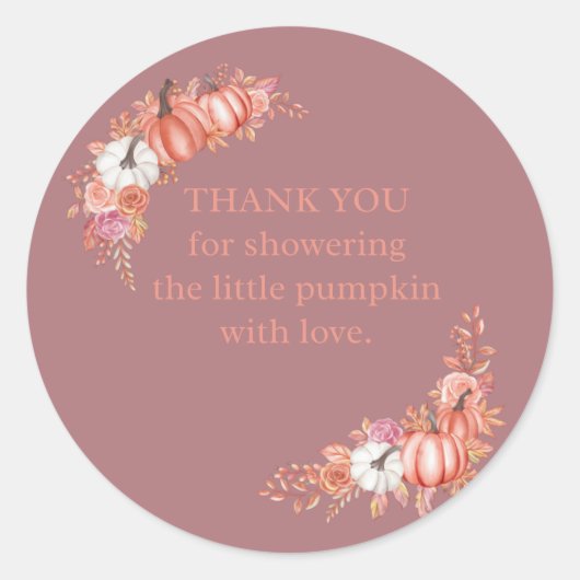 Little Pumpkin Baby Shower Thank You Sticker ラウンドシール (正面)