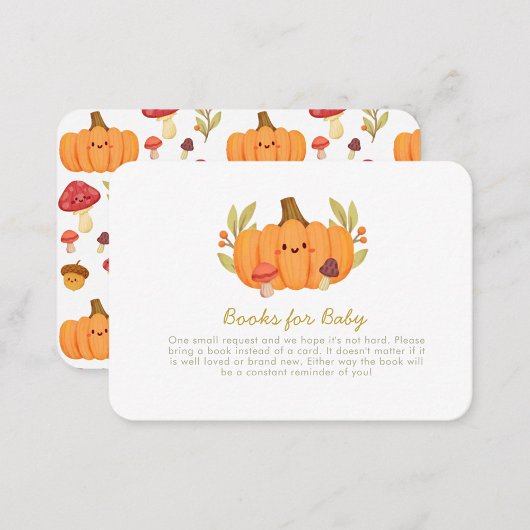 Little Pumpkin BabyShower Books forベビー エンクロージャーカード
