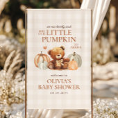 Little Pumpkin Bear Fall Baby Shower Welcome  横断幕
