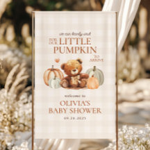 Little Pumpkin Bear Fall Baby Shower Welcome 