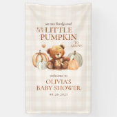 Little Pumpkin Bear Fall Baby Shower Welcome  横断幕 (縦)