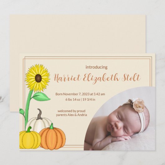 Little Pumpkin Birthの発表 案内状 (正面/裏面)