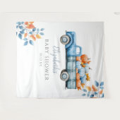 Little Pumpkin Blue Baby Shower写真の背景 タペストリー (正面(横))
