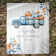 Little Pumpkin Blue Baby Shower写真の背景