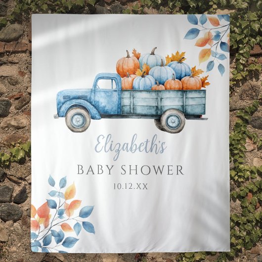 Little Pumpkin Blue Baby Shower写真の背景 タペストリー