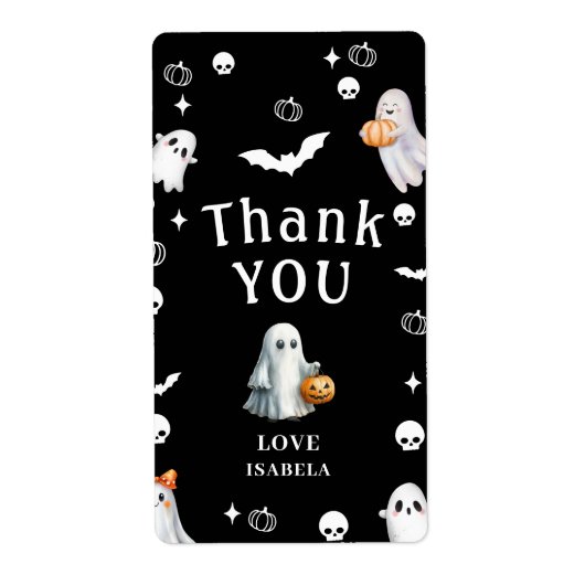 Little Pumpkin Boo – Halloween Baby Shower ラベル (正面)
