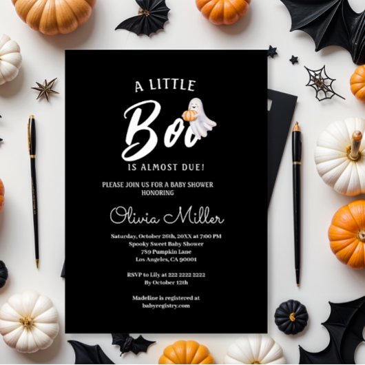 Little Pumpkin Boo – Halloween Baby Shower  招待状