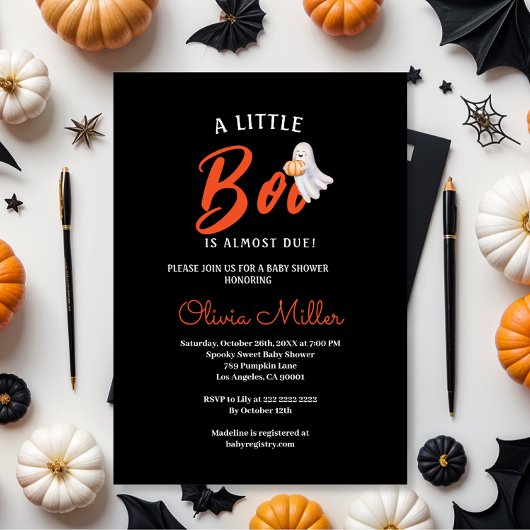 Little Pumpkin Boo – Halloween Baby Shower  招待状