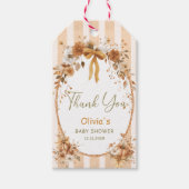Little Pumpkin Bow Floral Baby Shower Thank You ギフトタグ (正面)