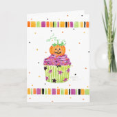 Little Pumpkin Cupcake Halloween Greeting Card カード (正面)