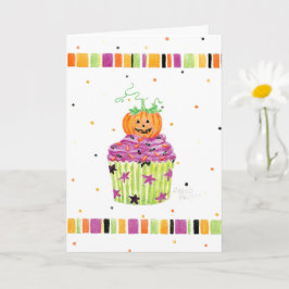 Little Pumpkin Cupcake Halloween Greeting Card カード