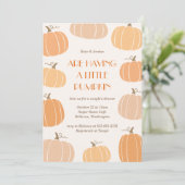 Little pumpkin drawing fall couples baby shower 招待状 (スタンド正面)