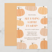 Little pumpkin drawing fall couples baby shower 招待状 (正面/裏面)