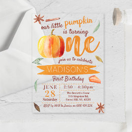 Little Pumpkin Fall 1st Birthday アクリル招待状