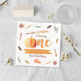 Little Pumpkin Fall 1st Birthday スタンダードカクテルナプキン