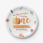 Little Pumpkin Fall 1st Birthday ペーパープレート (正面)