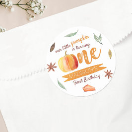 Little Pumpkin Fall 1st Birthday ラウンドシール