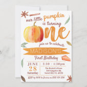 Little Pumpkin Fall 1st Birthday 招待状 (正面)