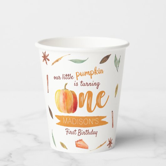 Little Pumpkin Fall 1st Birthday 紙コップ (正面)