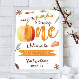 Little Pumpkin Fall 1st Birthday Party Welcome ポスター