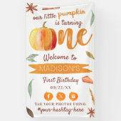 Little Pumpkin Fall 1st Birthday Party Welcome 横断幕 (縦)