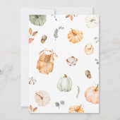 Little Pumpkin Fall Autumn Baby Shower  招待状 (裏面)