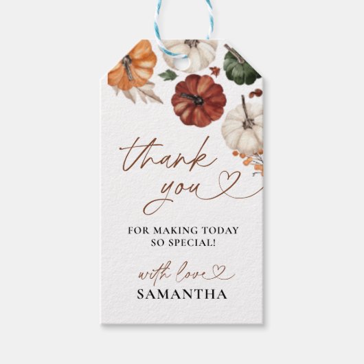 Little Pumpkin Fall Baby Shower ギフトタグ (正面)