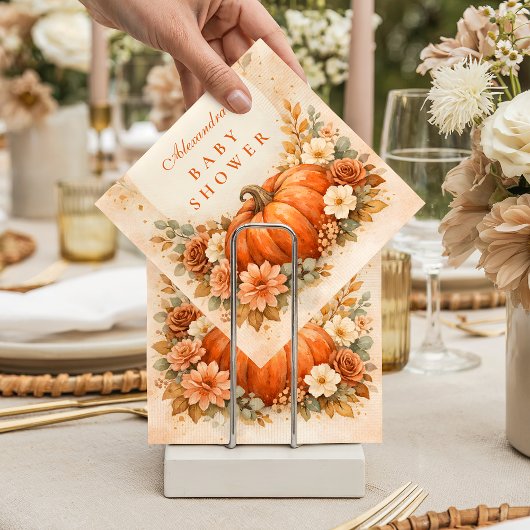 Little Pumpkin Fall Baby Shower スタンダードカクテルナプキン