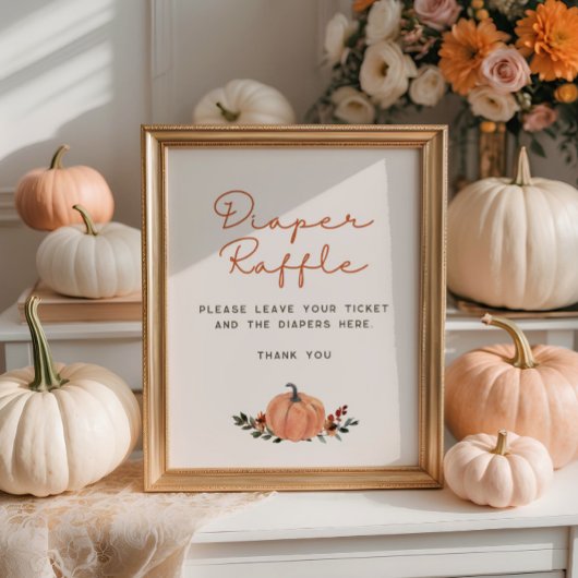 Little Pumpkin Fall Baby Shower Diaper Raffle ポスター