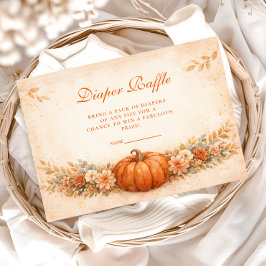 Little Pumpkin Fall Baby Shower Diapper Raffle エンクロージャーカード