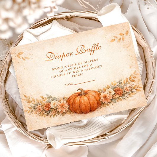 Little Pumpkin Fall Baby Shower Diapper Raffle エンクロージャーカード