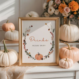 Little Pumpkin Fall Baby Shower Drinks ポスター